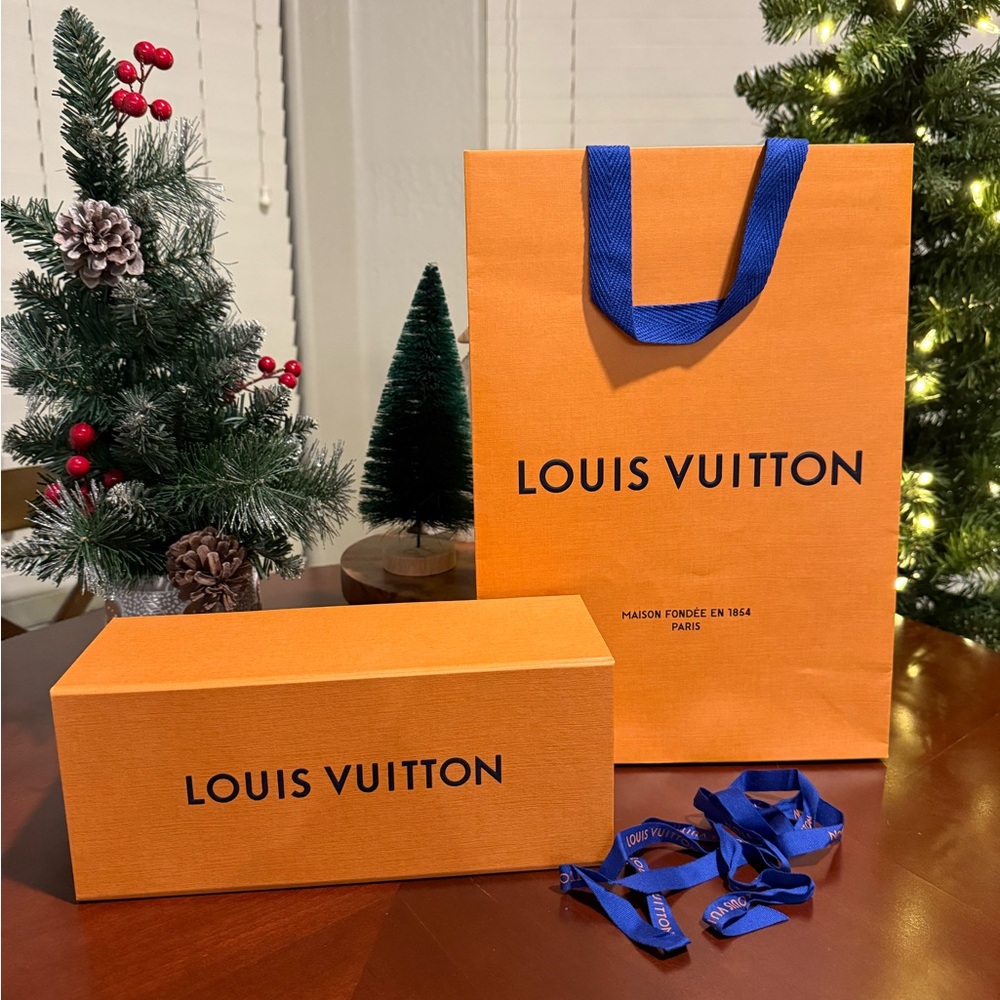 Louis Vuitton Orange and Blue Gift Set Box, Bag & Ribbon